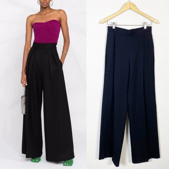 DSQUARED2 Womens High Waisted Wide Leg Trouser Pant in Black Size medium - Picture 1 of 13